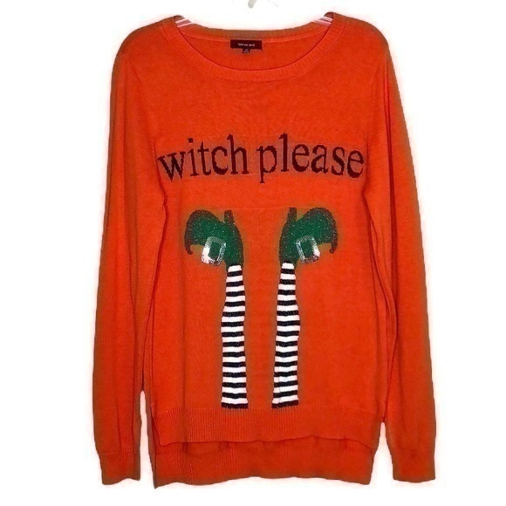 Witch Please Orange Crewneck Halloween Sweater by Verve Ami Size Medium